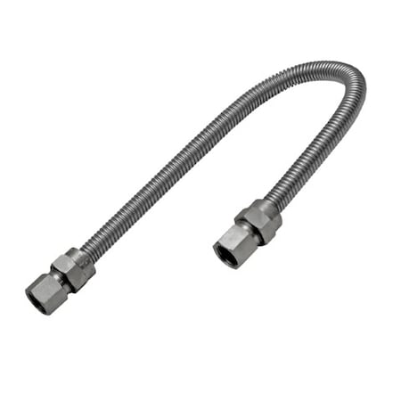 Flextron Gas Line Hose 1/2'' O.D. x 24'' Length with 1/2" FIP Fittings, Stainless Steel Flexible Connector FTGC-SS38-24B